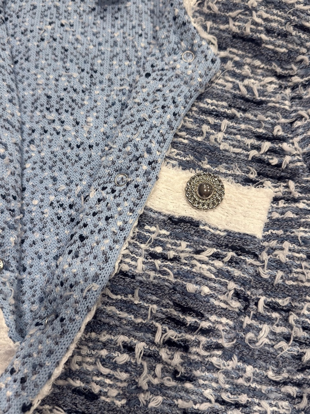 Vintage Pookie & Sebastian Blue White Bouclé Tweed Blazer Jacket Size 6 USA - Picture 9 of 9